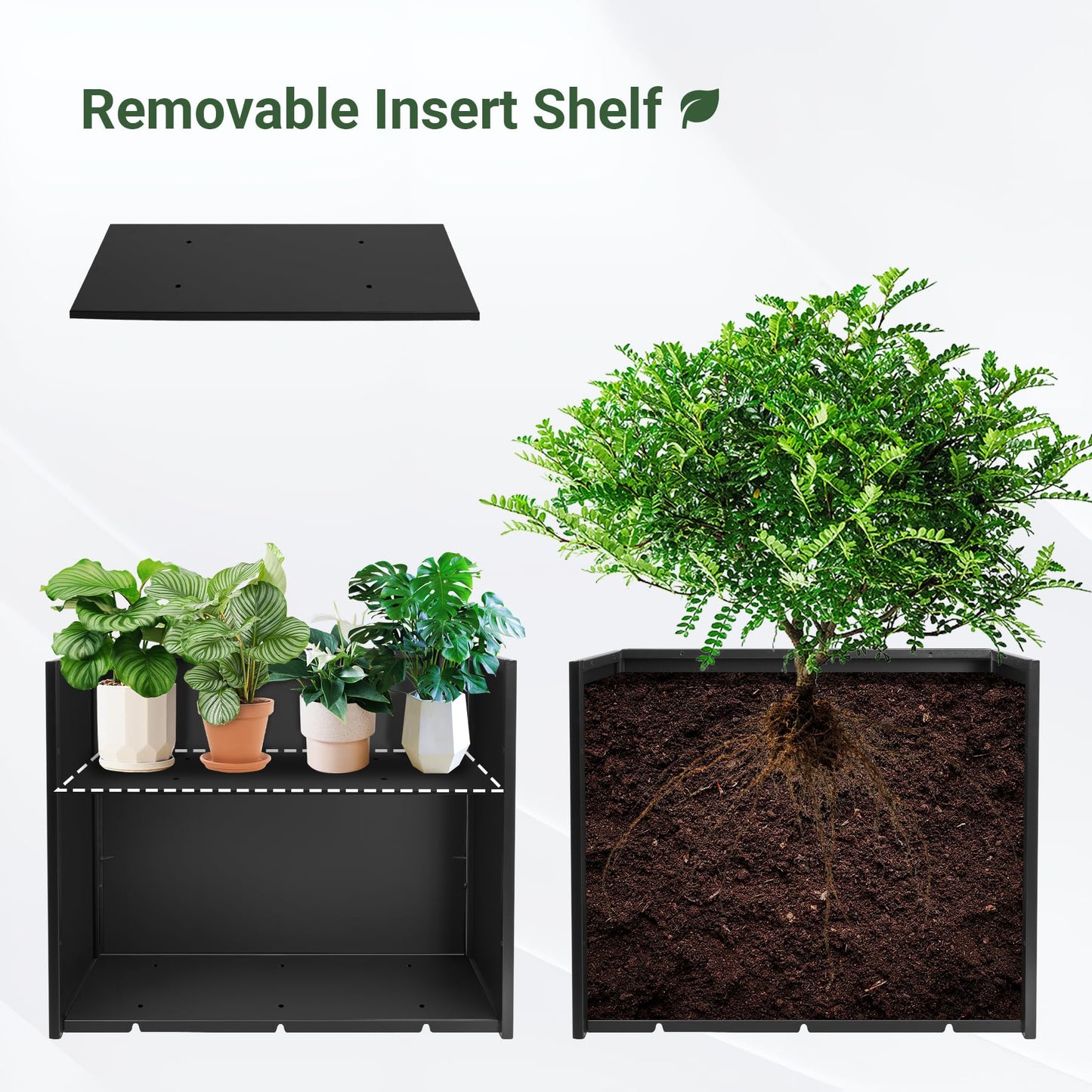 Toriexon 36" Metal Planter Box, Large Rectangular Window Box with Drainage Holes & Rust-Proof Coating, Modern Outdoor/Indoor Flower Box for Balcony, Patio & Herbs, Black