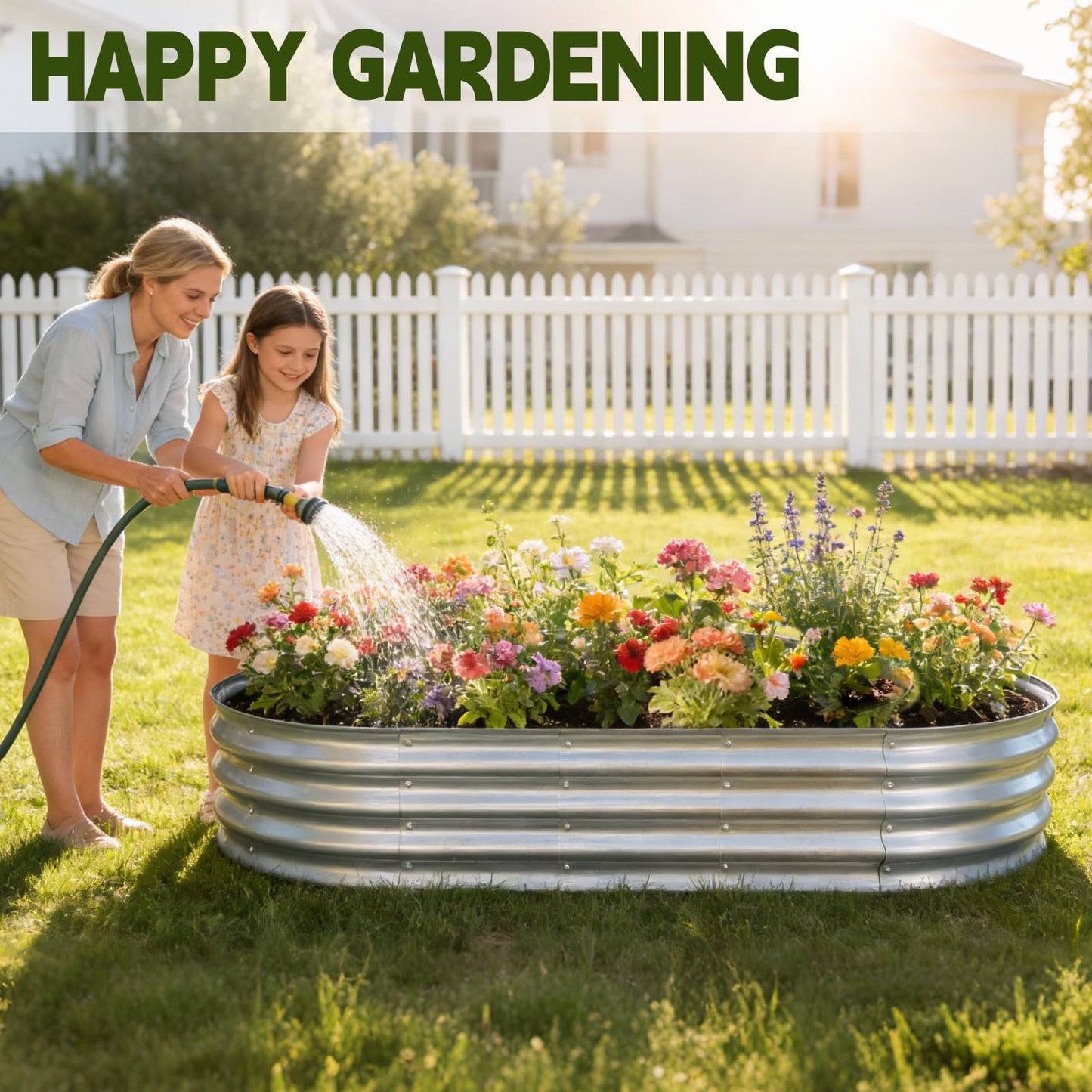 Vivagarden Galvanized Raised Garden Bed Outdoor, Large Raised Bed for Gardening, 6x3x1ft Oval Metal Planter Box for Vegetables, Fruits, Flowers, Silver