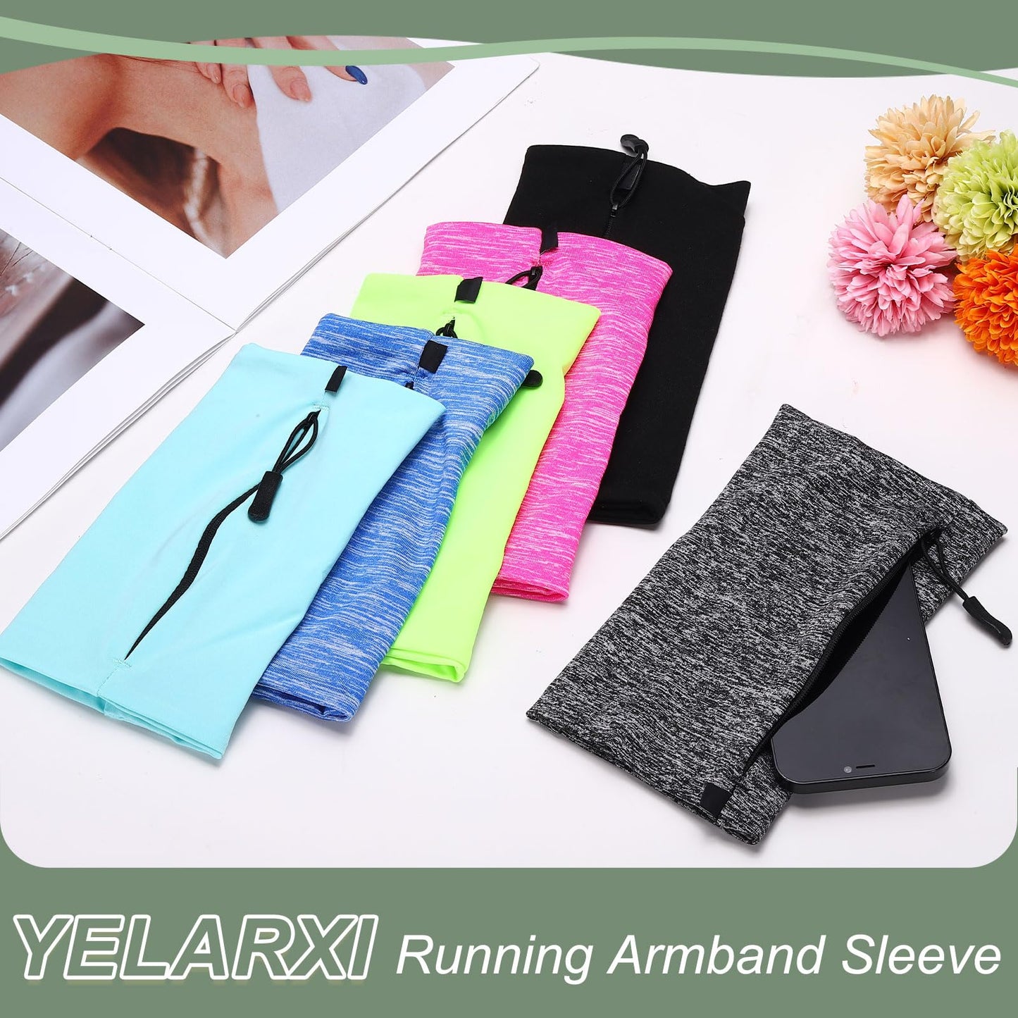 YELARXI Running Armband Sleeve, Running Armband Phone Holder Elastic Universal Lightweight Cell Phone Arm Band with Zipper XL & Light Blue - Fit for (Hiking/Cycling/Exercise Workout)