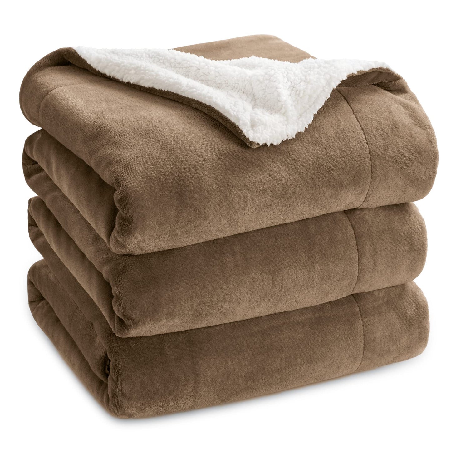 Bedsure GentleSoft Sherpa Fleece Blankets Queen Size for Bed - Thick and Warm, Soft Fuzzy Plush Queen Blanket for Winter, Grey, 90x90 Inches