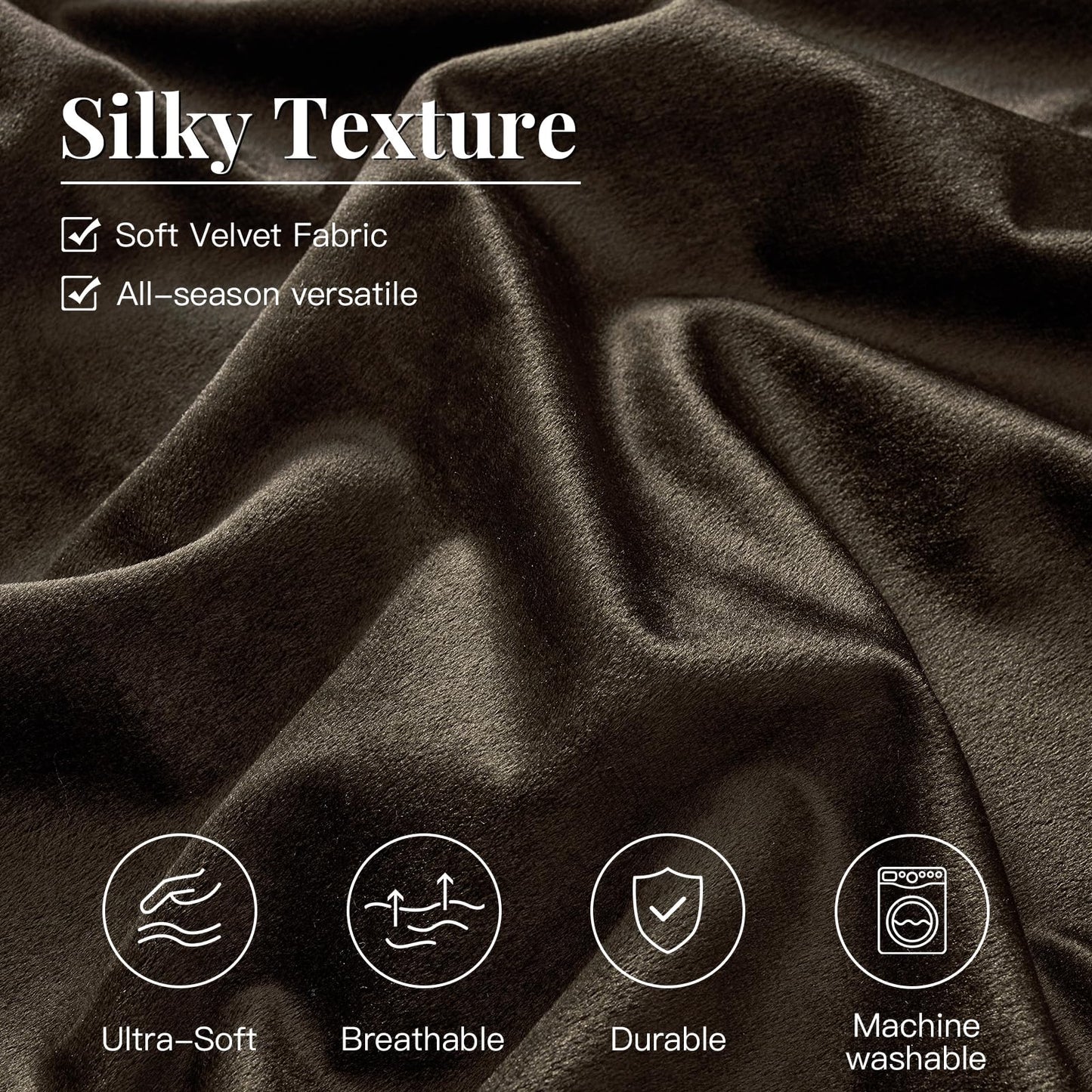 Brown Velvet Bedding Comforter Sets: Queen Size 3 Pieces Luxury Ultra Soft Bed Set Suitable for All Seasons - Chocolate Cozy Striped Modern Rustic Lightweight Men Women Bedroom Comforter with 2 Shams