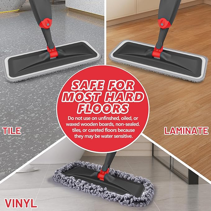 HOMTOYOU Microfiber Hardwood Floor Mop: Dust Spray Mops