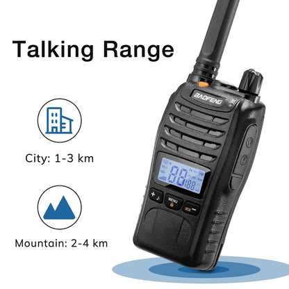 BAOFENG BF-88ST Pro Walkie Talkie, Upgraded Long Range Rechargeable License-Free PMR446 Two Way Radios with LCD Display, VOX Dual Watch, Desktop Charger and Earpieces, 4 Pack