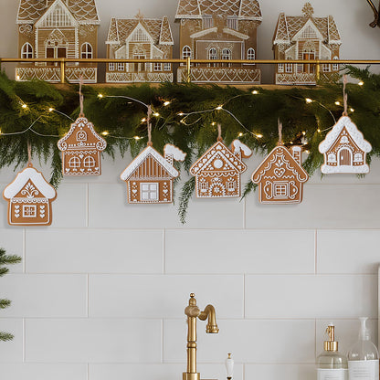 Sosation 24 Pcs Christmas Gingerbread House Ornaments Gingerbread Hanging Decorations Silicone Christmas Ornaments with Ropes for Xmas Tree Winter Crafts