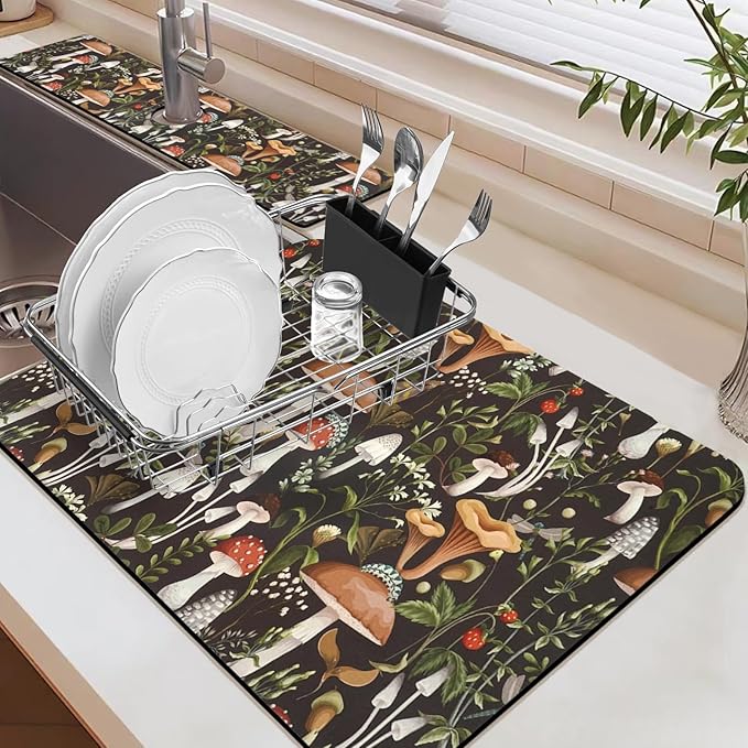 24.5" x 15.5" Dish Drying Mat & 24" x 5.5" Sink Splash Guard, Super Absorbent