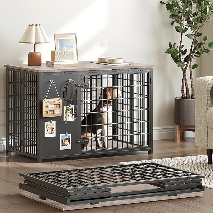 YATINEY Foldable Dog Crate Furniture, Dog Crate