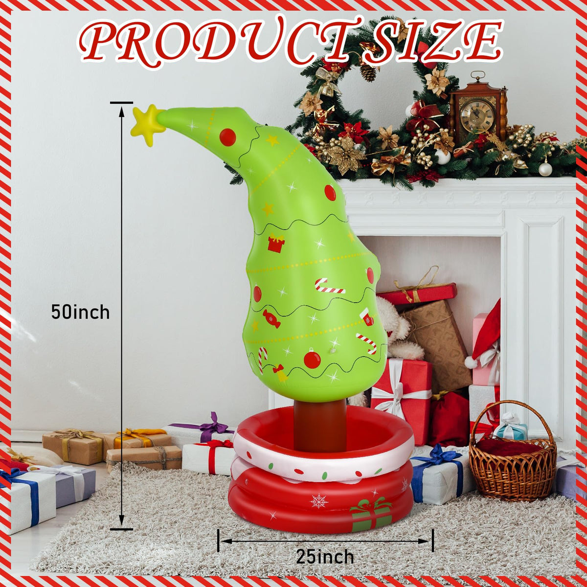 Jetec 4.17 ft Inflatable Christmas Tree Cooler Christmas Tree Beverage Drinking Cooler Star Topper Container for Xmas Winter Party Decoration Indoor Home Garden Lawn