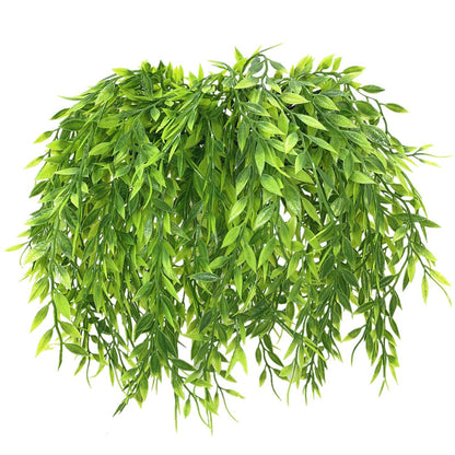 PASYOU Artificial Willow, Plastic Plants Greenery Leaves Fake Hanging Vine Faux Ivy for Home Indoor Outdoor Garden Door Wall DIY Basket Planter Filler Wedding Party Decoration UV Resistant - 4 Pack