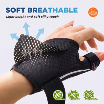 FITSOON Thumb Support Brace | Upgraded Thumb Spica Splint Stabilizer Pain Relief Night Support for De Quervain’ s Tenosynovitis Trigger Finger Arthritis Sprains | Breathable Fabric (Milky White/Black, S/M _ Fit both hands)