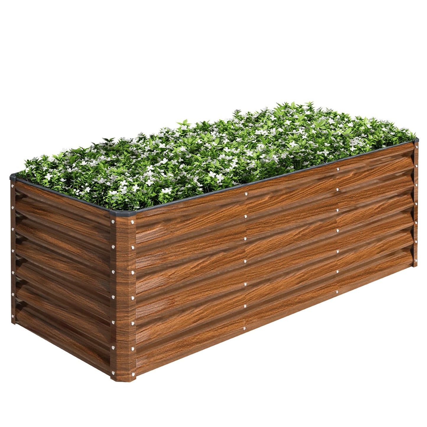 SnugNiture 6x2x2FT Galvanized Raised Garden Bed Kit, Metal Planter Box for Planting Plants Vegetables, Brown