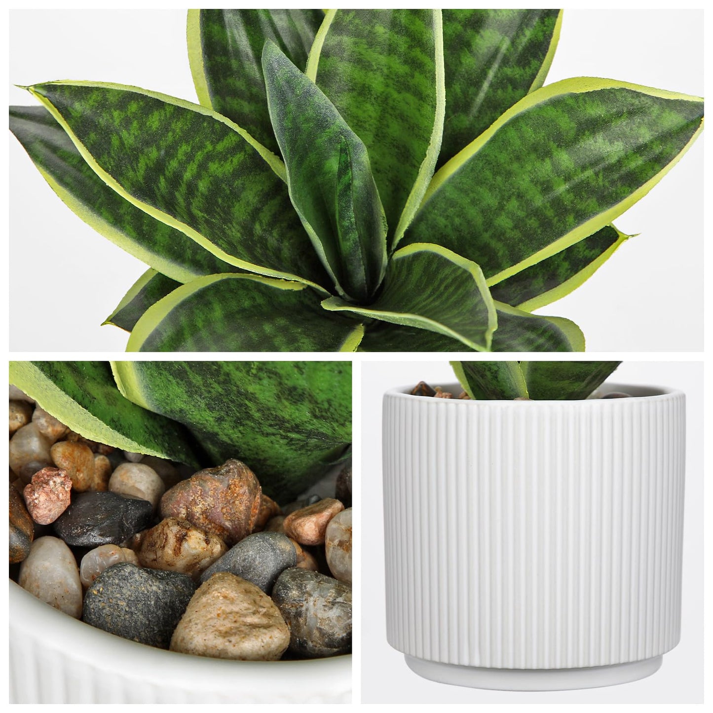 Artificial Agave Succulent Plants Faux Snake Plant Fake Succulent Agave Plants Potted in White Pot Succulent Aloe Plant for Desk Modern Office Living Room Table Shelf Home Indoor Outdoor Decor