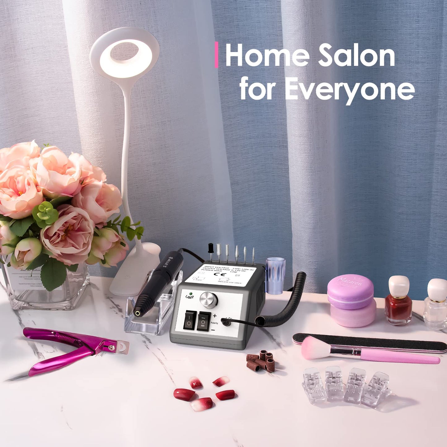 Professional Nail Drill Machine 30000 RPM Efile Electric Nail Filer Kit for Finger Toe Nails, Acrylic Gel Nails, Manicure Pedicure Drill with 6Pcs Nail Bits, 106Pcs Sanding Bands - Pink