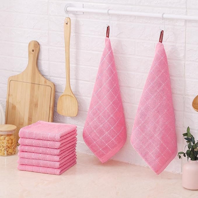 Mordimy 100% Cotton Terry Cloth Dish Cloths, Soft and Absorbent Checkered Dish