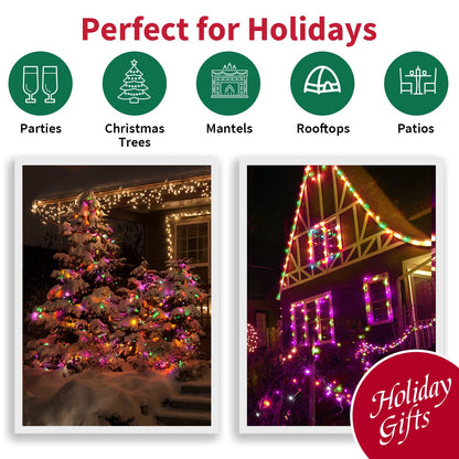 LAMPHOME Super-Bright Extendable Orange Purple and Green halloween Lights Decoration 100Lights 19.6ft UL Certified Mini Bulb String Lights Set for Outdoor Halloween Christmas Tree Garden Holiday Decor