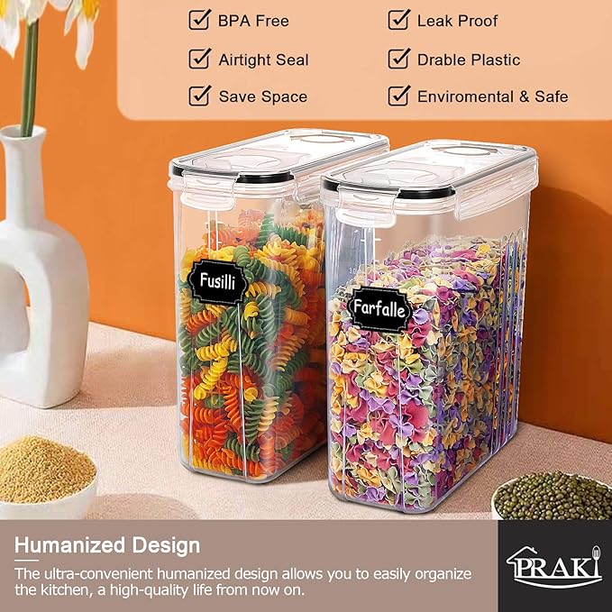 PRAKI 5PCS Cereal Containers Storage Set, BPA Free Airtight Food Storage