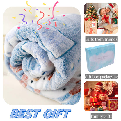 Christmas Blanket Snowman Blankets Gift, Glow in The Dark Blankets, Cozy Soft Fleece Blankets for Holiday Décor, Children Boys Girls Teens Holiday, 50"*60", Kids Blanket, Sky Blue