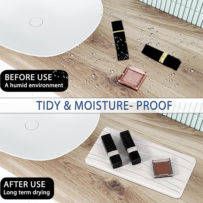 3PCS Water Absorbing Stone Tray, Fast Drying Stone Sink Tray, Stones Soap Trays