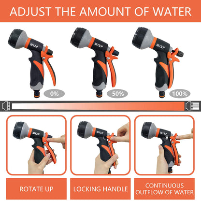 WLZP 2 Pack Garden Hose Nozzle, 8 Adjustable Hose Spray Gun - High Pressure Hand Sprayer for Watering Lawn, Car Washing, Pet Bathing, Sidewalk Cleaning