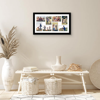 Americanflat 12x22 Collage Picture Frame with Polished Plexiglass - Fits Eight 4x6 Photos or One 12x22 Photo - Gallery Wall Frame Set - Signature Collection - Photo Frame for Wall Display – Black