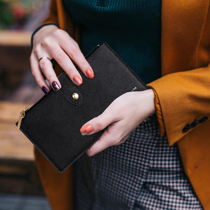 Travelambo RFID Wallet Women Large Size Bifold Multi Card Wallet Case with Zipper Pocke Credit Card Holder for Women