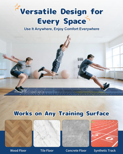 Newzela Standing Long Jump Mat, Broad Jump Measurement for School and Home Exercise, Non-Slip Gym Mat for Workout Training