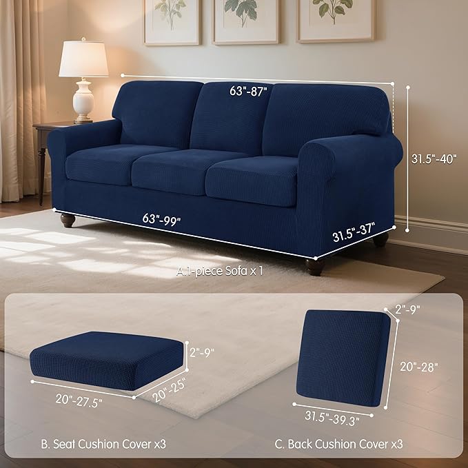 SUBRTEX 7 Pieces Stretch Sofa Slipcover Sets Couch Cover Sets Backrest Cushion