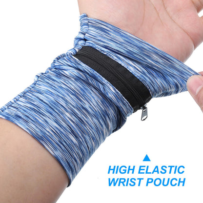PATIKIL 6"x 4" Wrist Pouch, 2 Pcs Wrist Wallet Sports Wristband Wallet with Zipper Pocket for Running Jogging Hiking Cycling Yoga, Light Gray