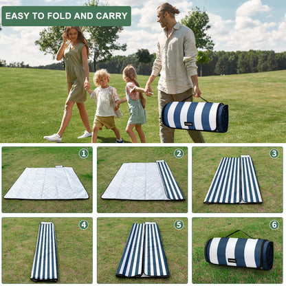 ZUBOND Picnic Blanket 80''x100'', Waterproof Sandproof Beach Outdoor Camping Mat Extra Large Foldable Gingham Big Travel Essential Accessories Gift Park Patio Lawn Garden Grass Ground Music Festival