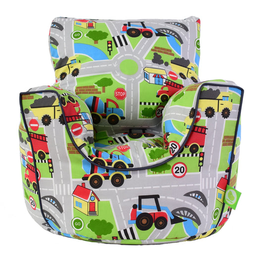 Bean Lazy Cotton Transport Road Map Bean Bag Arm Chair with Beans Toddler Size