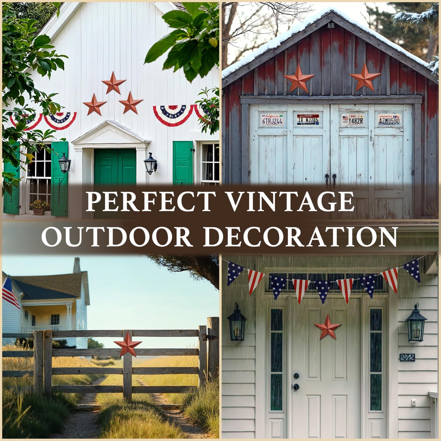 Distressed Country Red Black Burgundy Barn Star Country Primitive Wall Décor