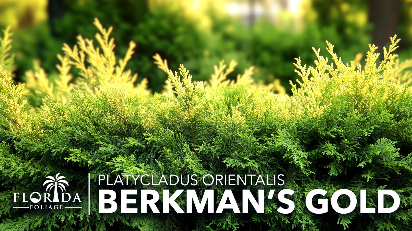 Berkman's Gold Arborvitae | 10 Live Quart Size Plants | Platycladus orientalis 'Aurea Nana' | Compact Evergreen Shrub for Borders | Vibrant Golden Foliage Accent
