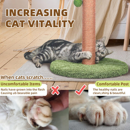 Cat Scratching Post 84 cm Cute Scratcher Kitten with Sisal Rope for Indoor Cats Palm Tree Cat Scratching Post with Dangling Balls for Small Cats
