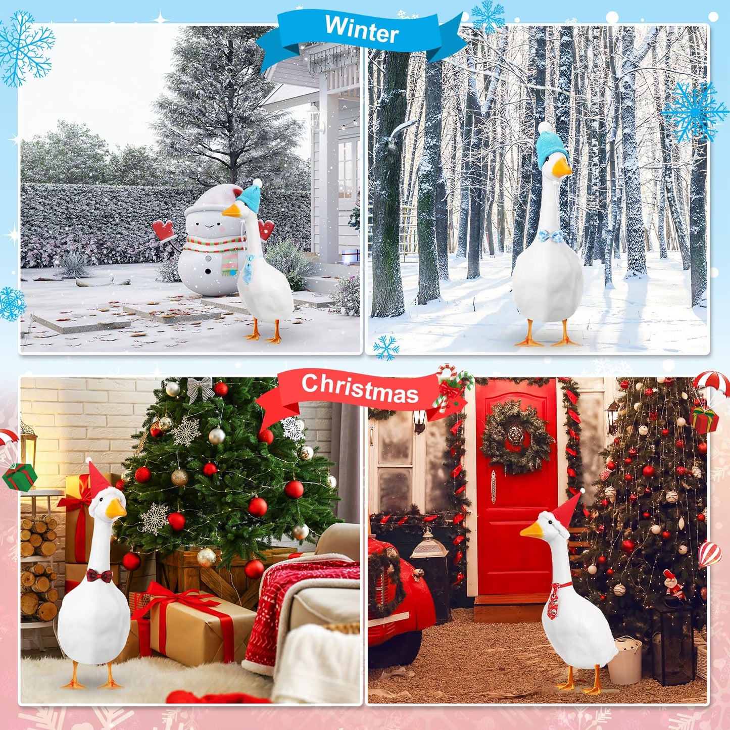 Weysat 8 Set Holiday Porch Goose Outfits All Season Holiday Bundle 4th of July Fall Halloween Christmas St. Patrick Easter Lawn Porch Geese Clothes Hat Bowtie Tie Outfit for 23" Goose Patio Yard Decor