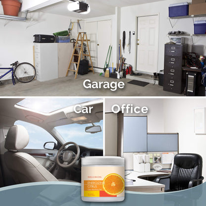 SMELLS BEGONE 15 oz Air Freshener Odor Absorber Gel - Absorbs Odor from Bathrooms, Cars, Pet Areas, Boats & RVs - Made with Essential Oils - Energizing Citrus Scent