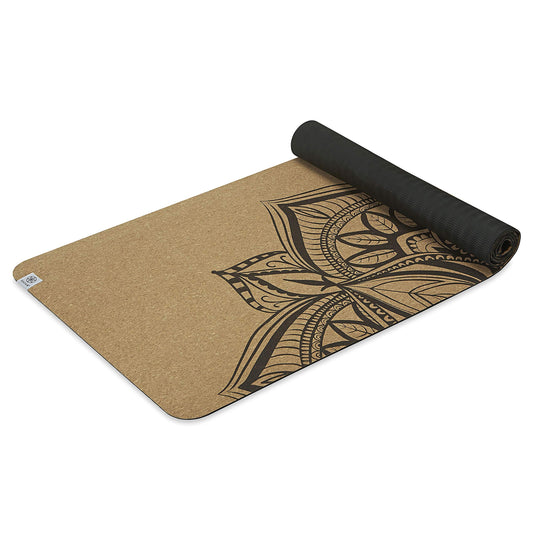 Gaiam Cork Yoga Exercise Mat | Natural Sustainable Cork Resists Sweat and Odors | Non-Slip TPE Backing Prevents Slipping| Great for Hot Yoga, Pilates, Fitness Working Out (68" x 24"x 5mm Thick)