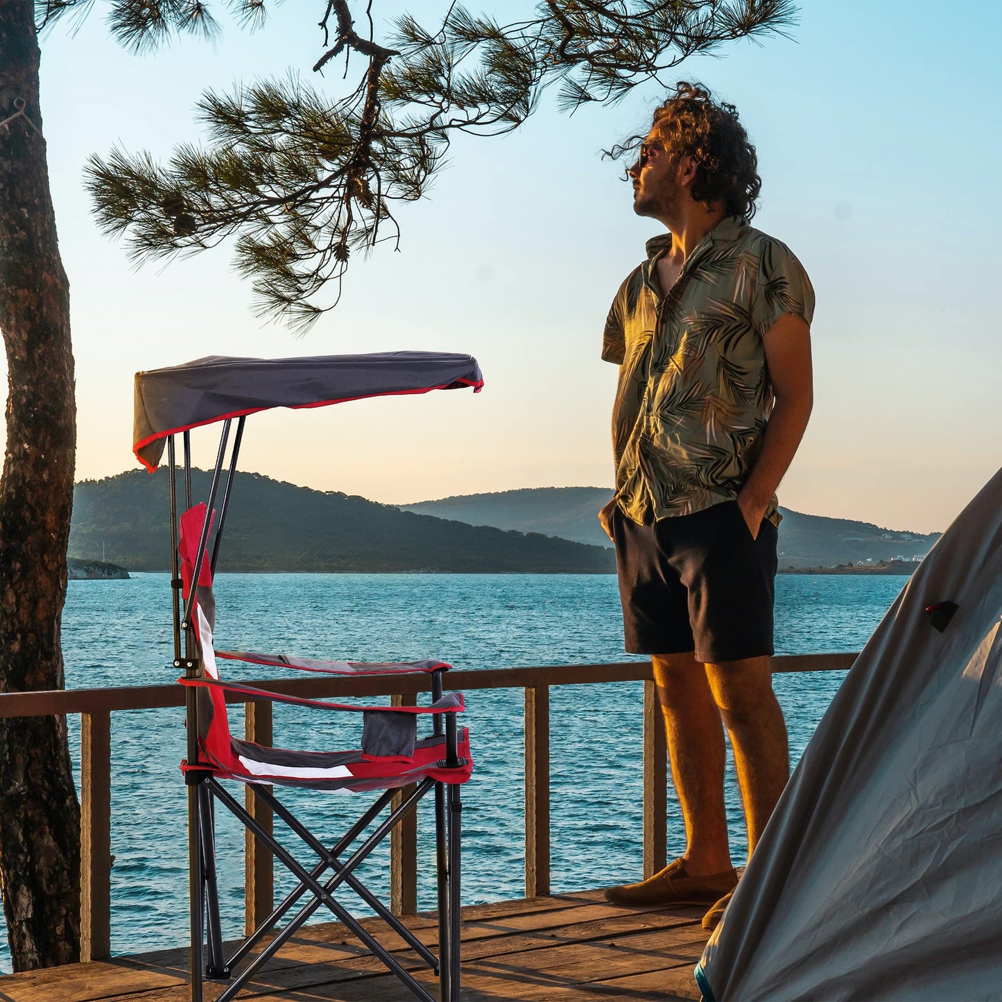 LET'S CAMP Camp Chair with Shade Canopy Folding Camping Chair with Cup Holder and Carry Bag for Outdoor Camping Hiking Beach, Heavy Duty 350 LBS,2 Pack