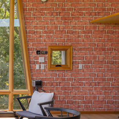 Naphite Red Brick Peel and Stick Wallpaper 3D Faux Brick Contact Paper for Cabinets/Drawers Self Adhesive Removable Wallpaper Wrapping Paper Backsplash Fireplace Kitchen Waterproof 17.7inW 78.7inL