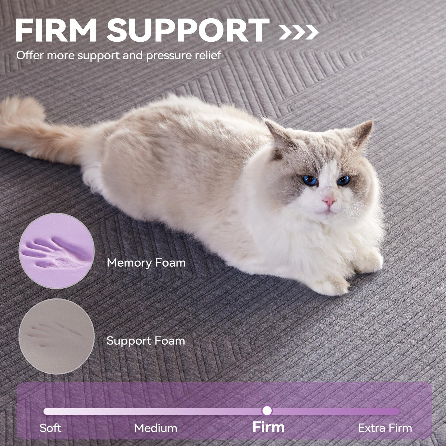 BDEUS 3 inch Extra Firm Memory Foam Mattress Topper King Size for Big Guys, Supportive Mattress Pad for Back Pain Relief, Firm Foam Bed Topper with Senior Grey Cover, 76 × 80 Inch