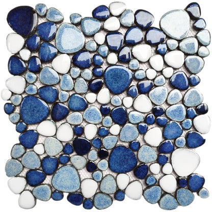 Parrotile Blue Shower Floor Pebbles Tile Bathroom Mosaic Backsplash Wall Tiles (5 Sheets)