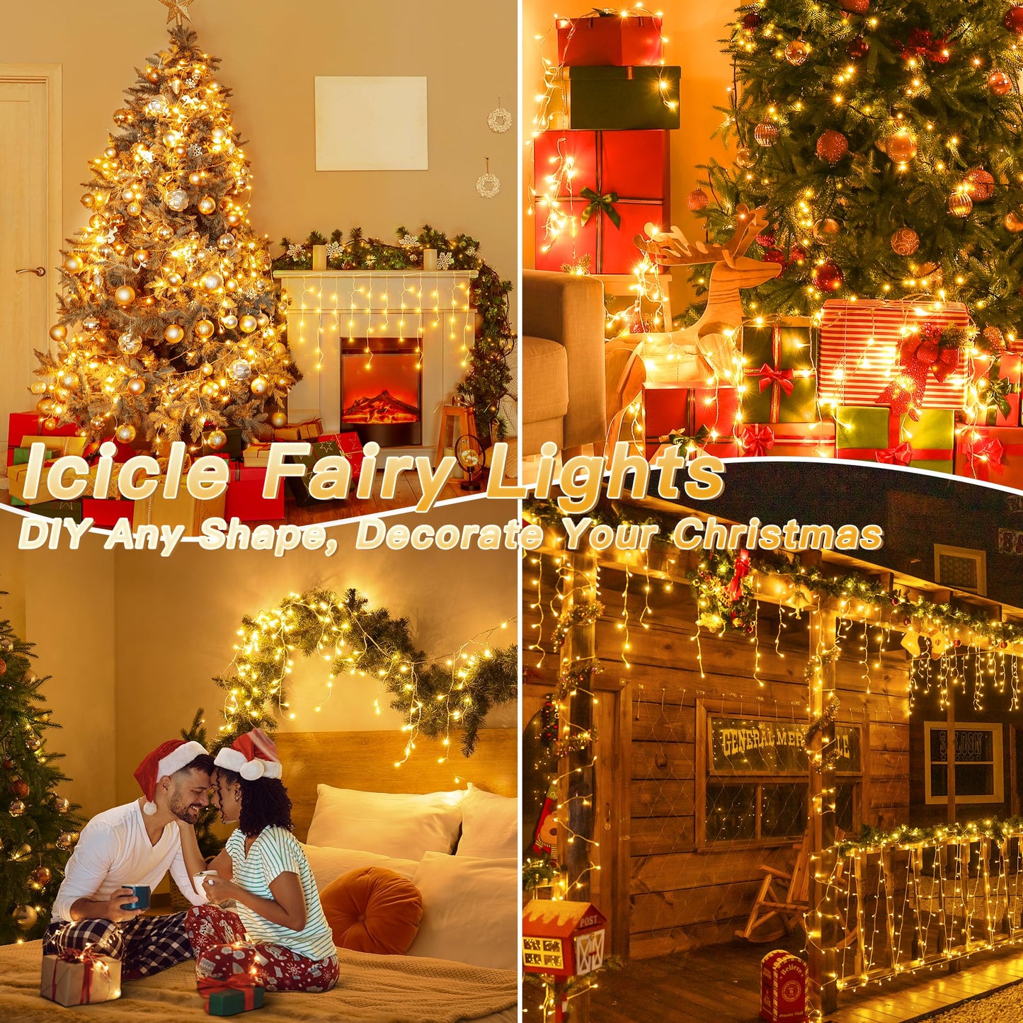 Icicle Lights for Outside, 216LED 24FT Waterproof Christmas Light Outdoor with 8 Modes & Timer, Connectable Christmas Icicle Lights for Eaves House Yard Indoor Outdoor Holiday Decoration(Warm White)