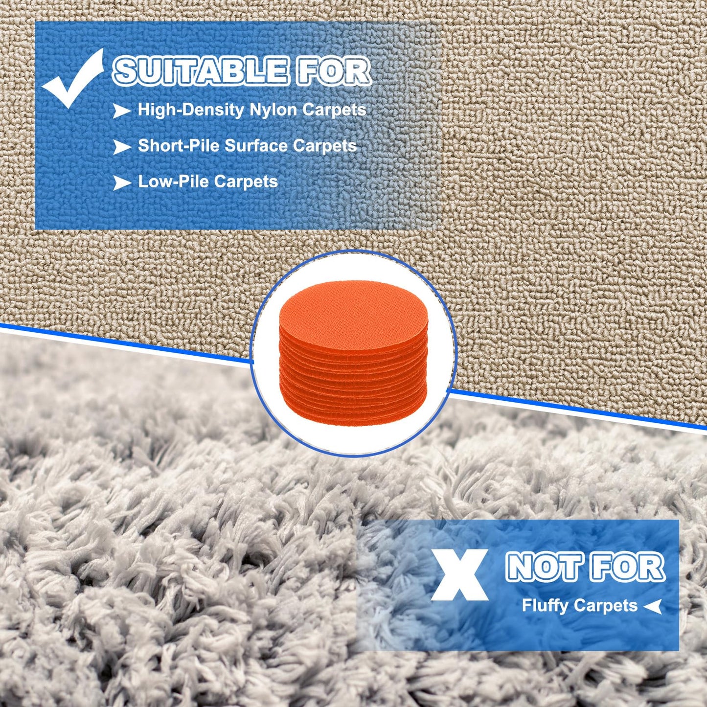 PATIKIL Carpet Marker Spots 2 Inch / 5cm, 48 Pack Round Floor Markers Non Slip Carpet Dots for Classroom Teacher, Orange