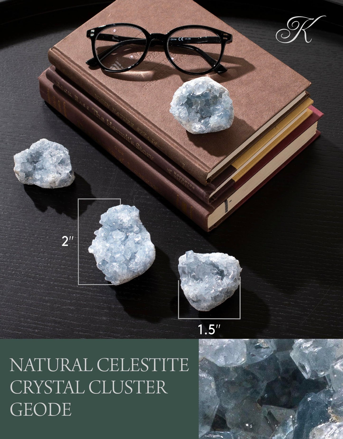 KALIFANO Raw AAA+ Celestite Crystal Cluster Geode - High Energy Natural Celestine Stone - Reiki Wicca Celestita Rock with Healing and Calming Effects (Family Owned and Operated)