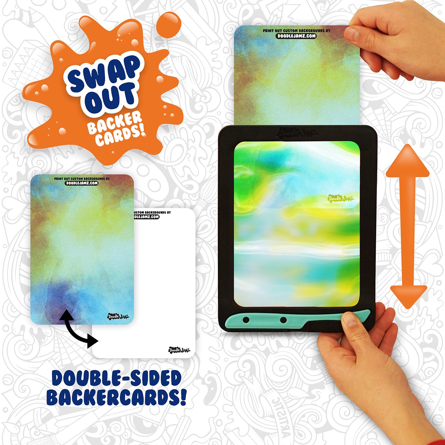 Sky Castle DoodleJamz JellyBoards — Squishy Drawing Pads Filled with Non-Toxic Sensory Gel – No-Mess Fidget Art – ASMR – Re-usable for Endless Artistic Creations (Yellow on Blue Gel)