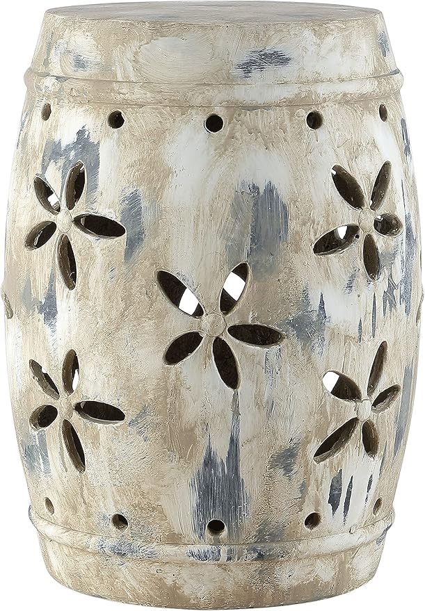 Safavieh Outdoor Collection Ilia Antiqued Cream Garden Stool