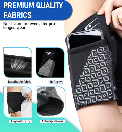 HiRui Universal Sports Armband Cell Phone Armband Sleeves Running Armband for Exercise Workout, Compatible with iPhone 17/17Plus/Pro/16/15/15Plus/14 Samsung Galaxy All Phones (Medium, Black)
