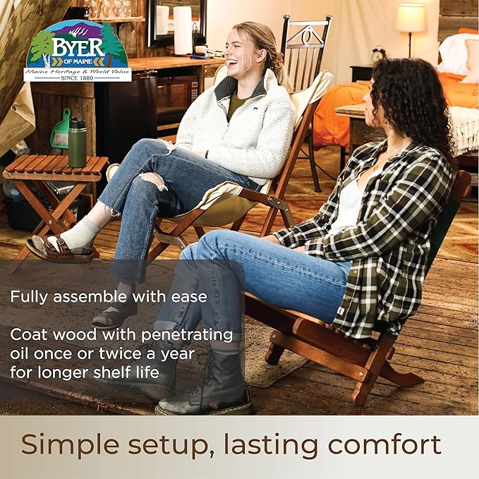 BYER OF MAINE Pangean Lounger Chair – Portable, Lightweight, Foldable Wood and