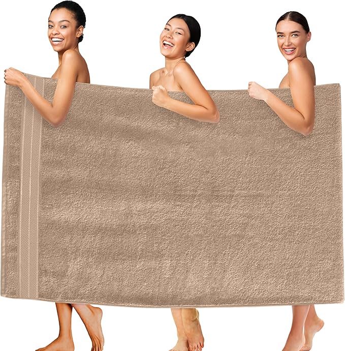 Elegant Comfort Three Line Popcorn Extra Large Luxury Bath Towel
