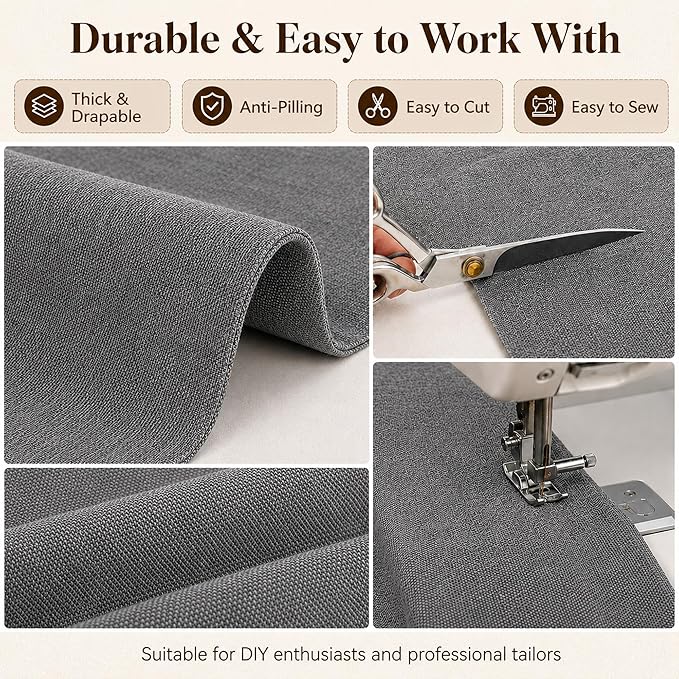 Mini Chenille Linen Blend Upholstery Fabric by the Yard, 57 Inch Wide Soft