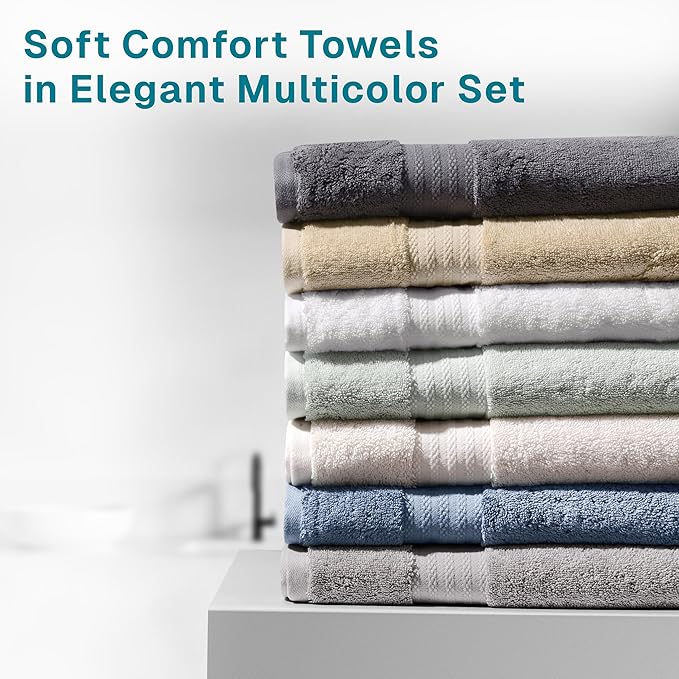 100% Organic Cotton Bath Towel Set | Bathroom Luxury Towel Set of 6 | GOTS