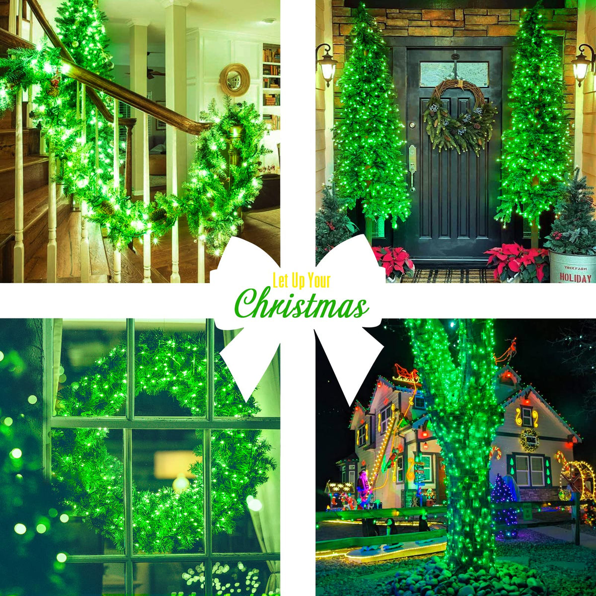 JMEXSUSS Green St Patricks Day Lights Indoor Outdoor Clear Wire, 200 LED Green Christmas String Lights for St Patricks Day Spring Tree Garden Decor, Connectable